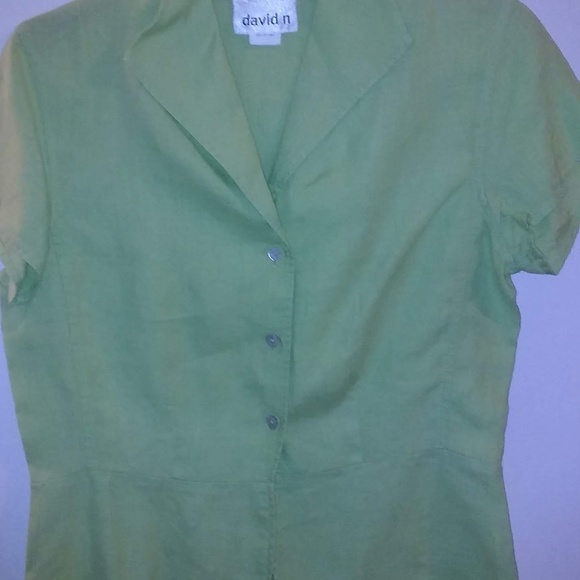 Lime Green David n Linen Shirt - Picture 2 of 4